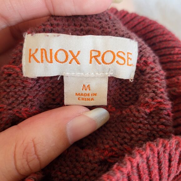 Knox Rose burgundy knit long sleeve turtleneck sweater, size m* - Picture 3 of 5